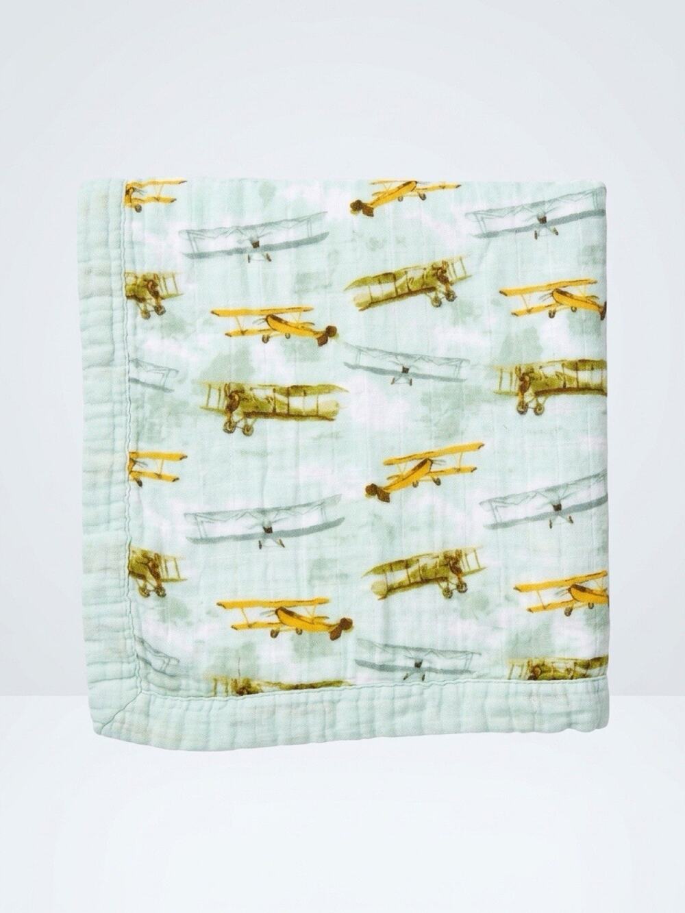 Milkbarn Airplanes Swaddle Baby Blanket Cotton Bamboo Cotton Soft Cozy 34x34